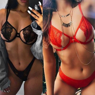 China Stain Sexy Sheer Lace Maker Lingere Bralette Erotic Fashion 2 Pieces Set Porn Women Lingerie Sexy Women Naughty Underwear for sale