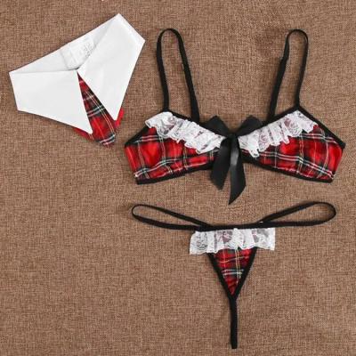 China Three-piece fashion sexy open mature woman bust sex apparel seamless cosplay student use sexy lingerie for sale