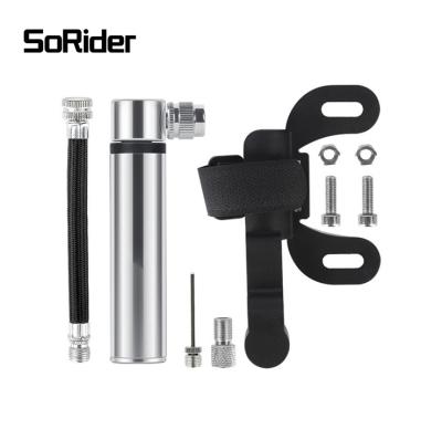 China SoRider Mini Air Bike Pump Al Alloy 100mm Portable Portable Bicycle Tire Inflator Schrader Presta Valve for sale