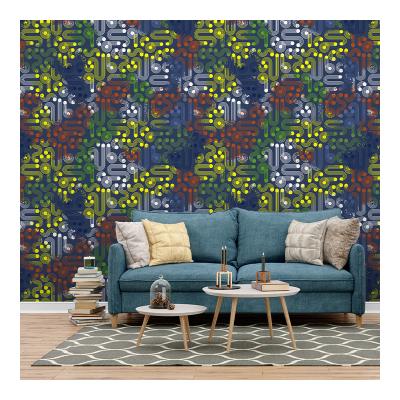 China Modern design non-woven paper mural technology sense technology 3D wallpaper geometric stereo streamline wall painting for sale