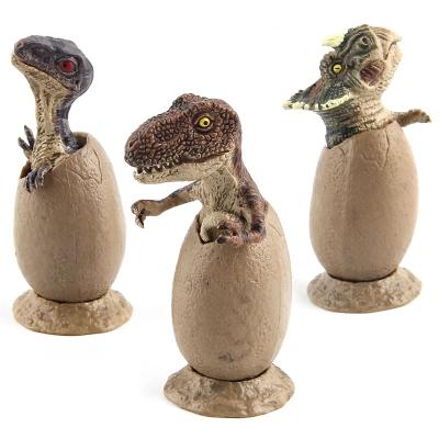 China Handmade Dinosaur Model TOY Jurassic MODEL Half-Hatched Dinosaur Eggs 3 Set Model With Base for sale