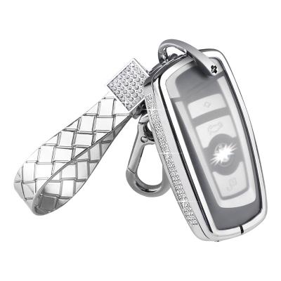 China Bling Carcarmy Key FOB Cover For BMW Accessories 1 3 4 5 6 7 Series X3 X4 M5 M6 GT3 Bling Key Case Silver Metal Zinc Rhinestone Bling 1 Pack for sale