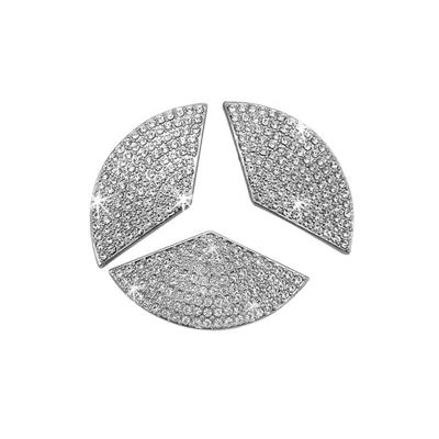 China Bling Bling Crystal for Mercedes Benz Bling Accessories Steering Wheel Logo Decals Interior Parts Decorations Crystal Silver 45mm Pack of 3 for sale