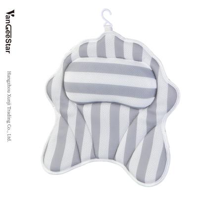 China Custom Fashion Stocked Bathroom Butterfly Logo Breathable 3D Mesh Fabric+PVC Sucker Spa Tub Tub Rests For Tub With Hook for sale