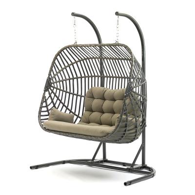 China Modern Outdoor Swing Seater Garden Patio Wicker Rattan Double Hanging Egg Chair for sale