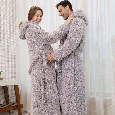 China Winter Thick Thermal Plus Size Grid Flannel Extra Long Thick Pregnant Zipper Bathrobe Warm Pajamas Dressing Gown Wedding Long Robes for sale