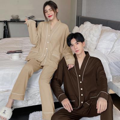 China Autumn Thermal Men and women QUICK DRY couple long two-piece set pajamas set for sale