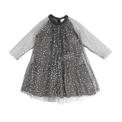 China Breathable Kid Clothes Dress Stars Printed Long Sleeves Gray Girls Soft Tutu Dress 2-12 Years Old for sale