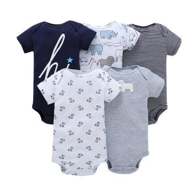 China Summer Comfortable Baby Newborn Infant Jumpsuit Clothes Romper Boy Cotton Short Sleeve 5 Piece Suit Baby Rompers for sale