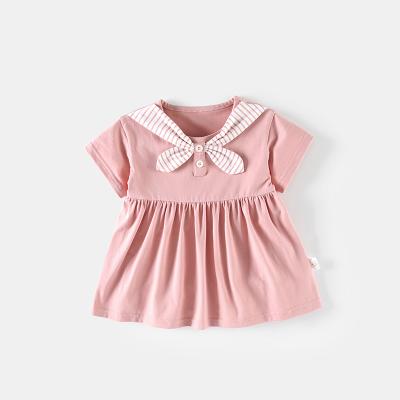 China Sunny Baby breathable 2021 summer new girls elegant flight sheath pure polka color dress for sale