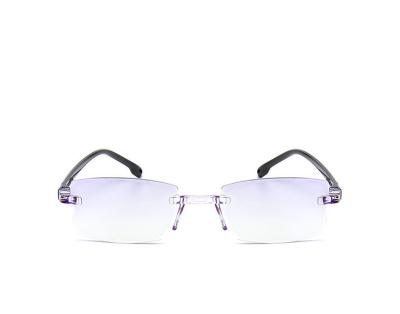 China Anti Blue Light Square Reading Glasses Designer Rimless Reading Glasses for sale