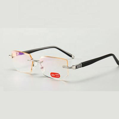 China High Quality Luxury Style Anti Reading Glasses Pieces Style Light Weight Rimless Reading Glasses for sale