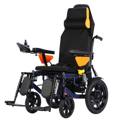 Cina Rehabilitation Equipment Supplier Max Load framefolding Brush motor lie down electric wheelchair in vendita