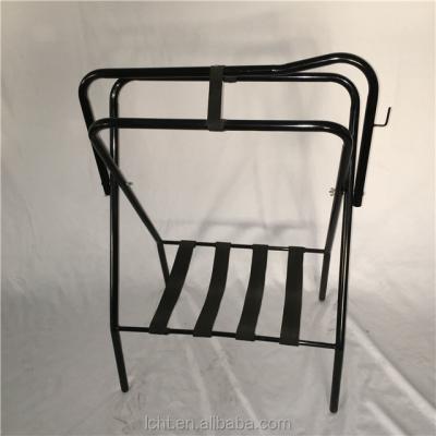 China Western Saddle Steel Floor Type Folding Horse Saddle Racks With Black Nylon Straps for sale