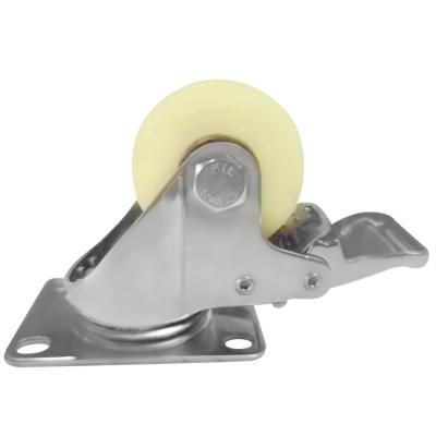 China 304 Stainless Steel Flat Free Moving Caster Brake Caster Good Wear Resistance for sale