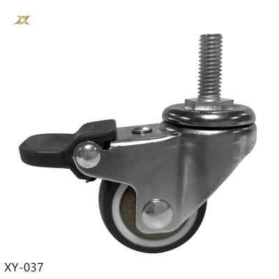 China Flat Freestanding Office Furniture 1.5 Inch Threaded Screw Swivel Caster Wheel With Brake Caster Wheel for sale