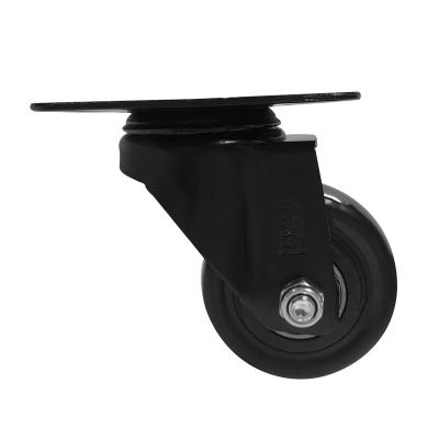 China Good Quality Flat Free Electrophoresis Black 2 Inch Furniture PVC Caster Fixed Low Power Industrial Wheel for sale