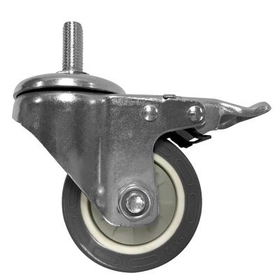 China 3 Inch Flat Free Hot Selling Kitchenware Flat Screw Install Swivel Caster Galvanized Housing Light Duty Wheels With Brake for sale