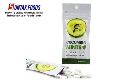 China Natural Color Fresh Breath Mints , Sugarless Hard Candy Cucumber Flavor for sale