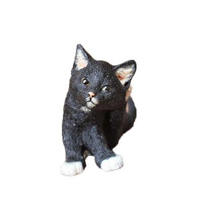 China China Cute Cartoon Polyresin Simulate Doll Halloween Black Cat Animal Figurine for sale