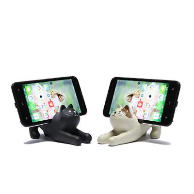 China Europe Resin White Cat Shaped Portable Phone Desk Stand Smartphone Stand Holder for sale