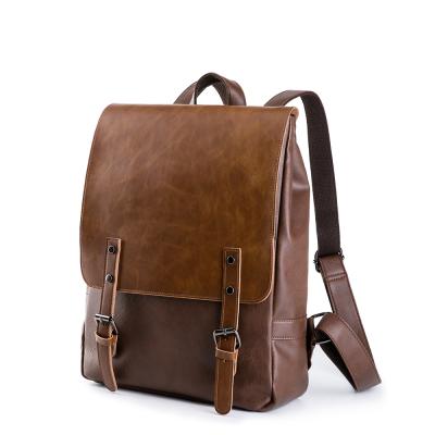 China Wholesale Hippie Male School Rucksack Drawstring Bag Vintage Coffee Waterproof Customized PU Leather Backpack For Men for sale