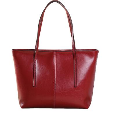 China Genuine Leather Tote Bag Handbags Stylish Ladies Fashion Wholesale Wax Oil Waterproof Women Large Large Shoulder Handbag for sale