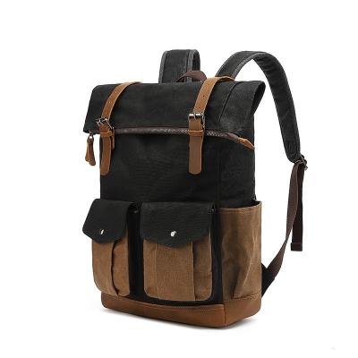 China New Arrival Large Capacity Waterproof Bags Vintage Leather Laptop Backpacks Men/Women Waterproof Canvas Backpack for sale