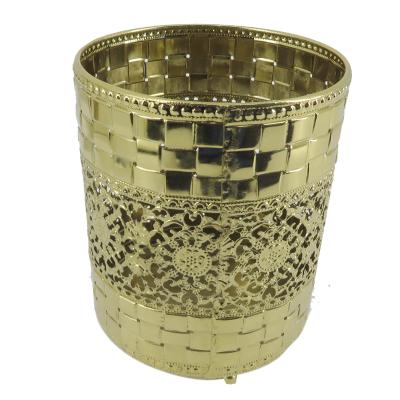 China ECO-frendly Gold Plating Cylinder Candle Pot for sale