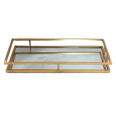 China Hotel Decorative Rectangle Serving Trays Mirror Trays Food Trays for sale