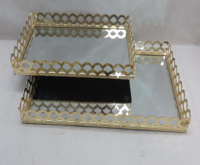 China hotel decorative gold serving trays food gold trays cake gold trays for sale