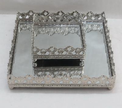 China Decorative Hotel Trays Metal Food Serving Trays Square Jewelry Trays for sale