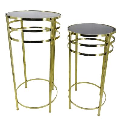 China Modern Metal Marble End Table Round Black Marble Side Table Round End Marble Table for sale