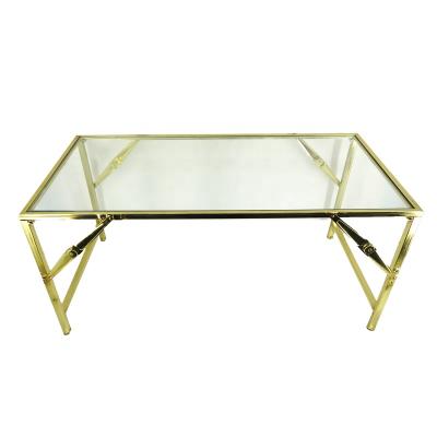 China Modern Rectangular Folding Glass-Metal Coffee Table for sale