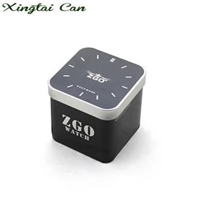 China D-F004B Recyclable Hot Selling Black Square Tin Box Watch Fuel Snack Craft Storage Tin Box for sale