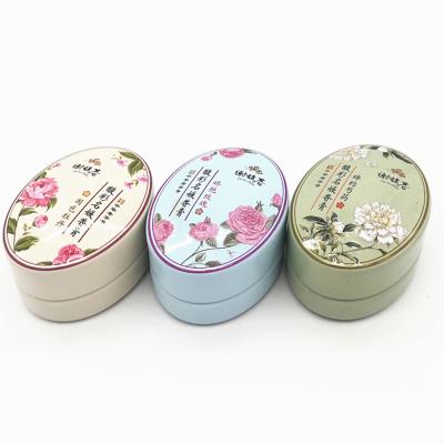 China Small Recycled Materials Tin Box Metal Balm Container Oval Tin Balm Holder for sale