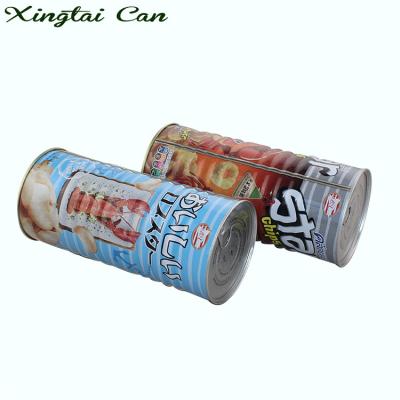 China Snacks Packaging Cans 0.3mm Thickness Tall Round Tinplate Snacks Cookies Tin Box Box, Sample Boxes For Food for sale