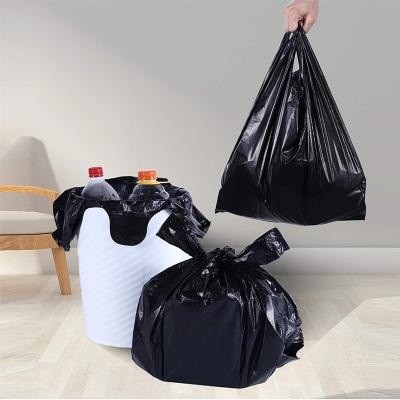 China High Quality T-shirt Handle Disposable Customized Portable Black Garbage Bag Thickened Plastic Bag Waste Bin Disposable Garbage Bags for sale