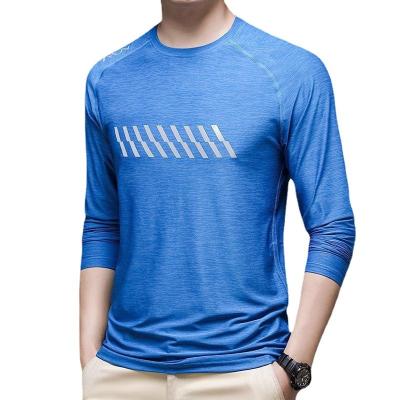 China Youth crewneck knitting trend long-sleeved knitting fitness running leisure sports anti-pilling slim men's T-shirt for sale