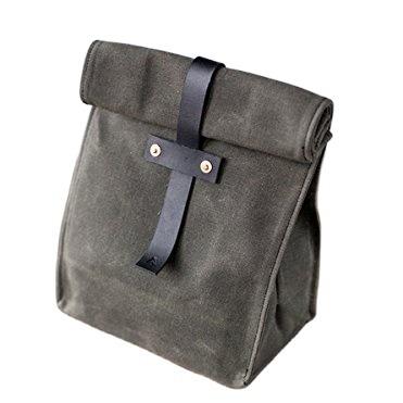 China OEM Eco - Friendly Recycled Insulated Waxed Waterproof Canvas Lunch Bag With PU Strap for sale