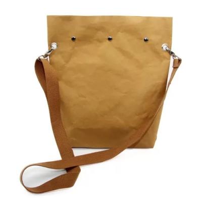 China Custom Shoulder Body Sling Crossbody Bag Respectful Logo Women Washable Kraft Paper Co for sale