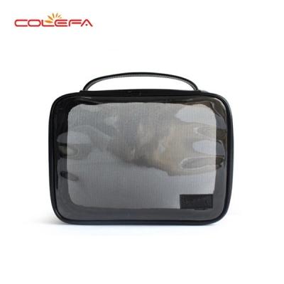 China Custom clear transparent PVC cosmetic toiletry bag zipper travel PVC bag OEM logo cosmetic bag with handle for sale