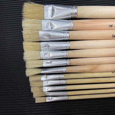 China High Quality White Wooden Bristle Pole Oil Gouache Watercolor Brush Acrylic Boar Stiffens Children's Paint Brushes For Painting for sale