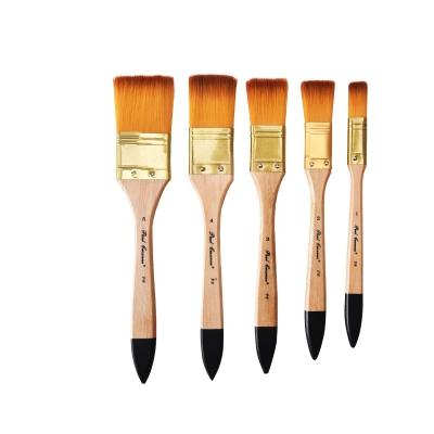 China Professional flat nylon wall paint brush, two color handle nylon wood paint brushes for sale