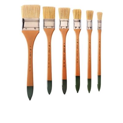 China New Arrival Nylon Bristle Art Paint Brush Flat , Wooden Flat Handle 5pcs Wall Painting Brush Set for sale