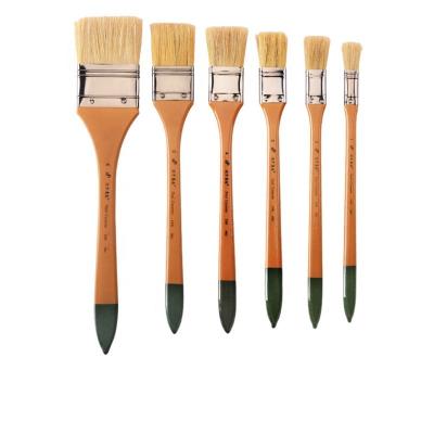 China Wall Painting Professional Nylon Flat Pad Brush, Long Bristle Hair Wooden Handle Brush for sale