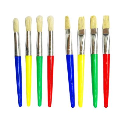 China Watetcolor Paint 4 Pcs DIY Children's Paint Brush Set With Plastic Candy Color Handle Pig Hair Oil Painting Brushes for sale