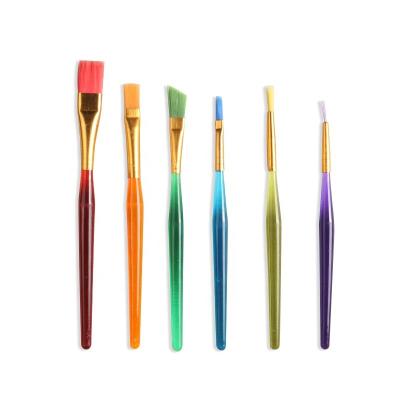 China Watetcolor Art Supplies 6pcs Kids Paint Brush Sets Candy Color Plastic Handle Kids Paint Brush Set For Children for sale