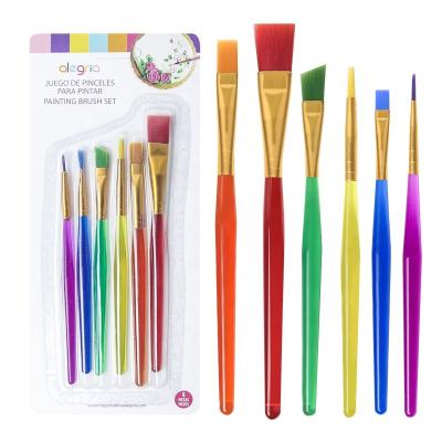 China Watetcolor Professional Painting Art Supplies DIY 6pcs Kids Paint Sets Yellow Kids Brushes With Plastic Handle Tools for sale