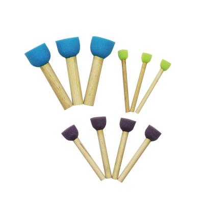 China Watetcolor Painting Children DIY Paint Foam Brush Wooden Integral Sponge Good Quality for sale